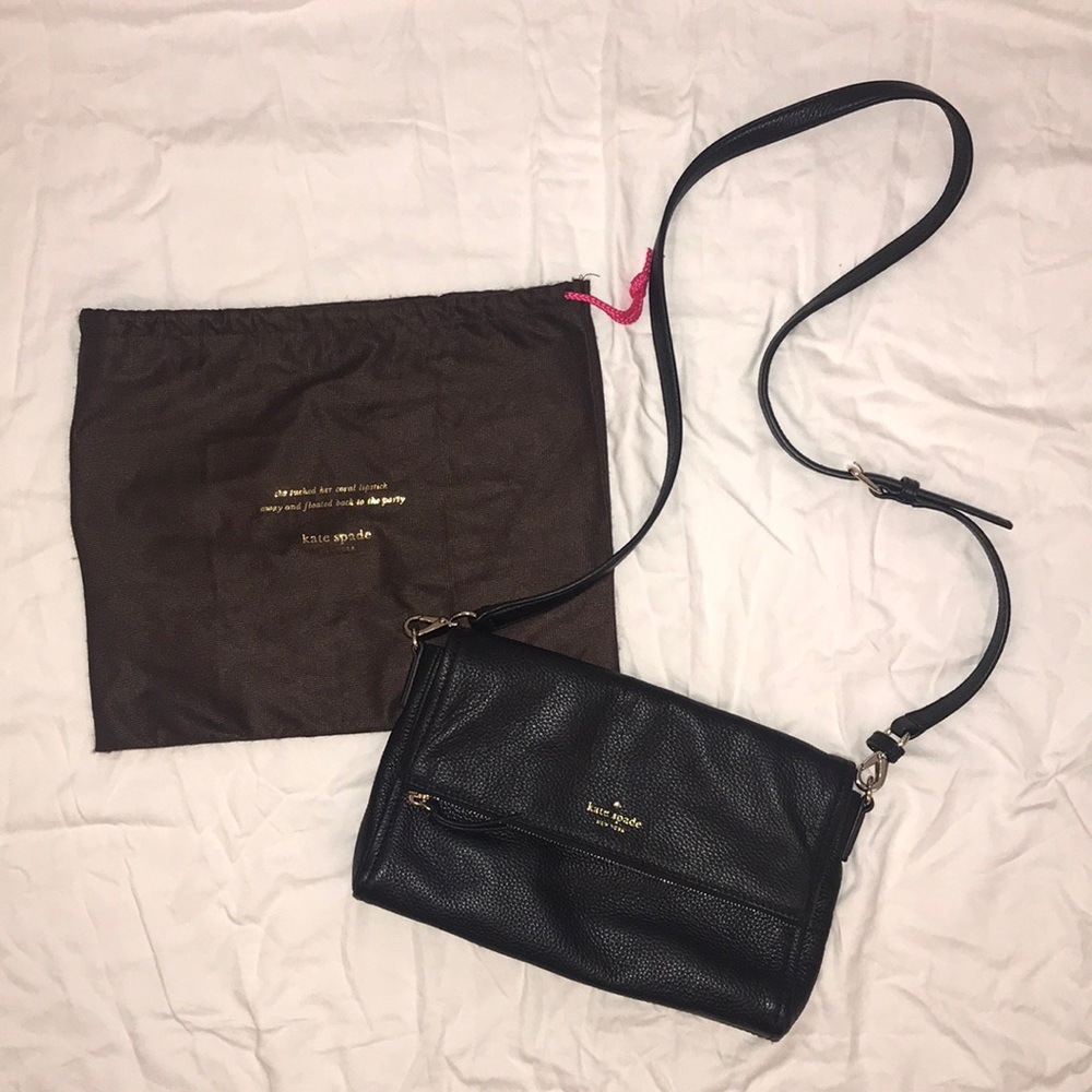 Kate Spade Like New Black Leather Fold Over Purse